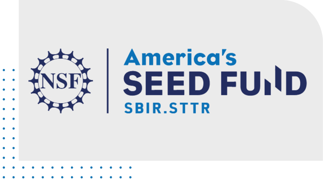 NSF logo and text America's Seen Fund SBIR.STTR on top a gray background